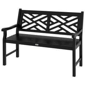 Black Timber Tranquility: 43.25" Wooden Garden Bench for Peaceful Outdoors