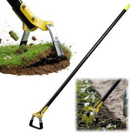 Heavy Duty Garden Rake with Long Handle, Adjustable Weeding Rake Hoe Tool for Weed Removal, Soil Loosening, Lawn and Garden Maintenance