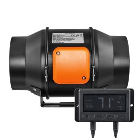 Inline Duct Fan, 6-Inch 402 CFM with Temperature Humidity Controller, Quiet EC-motor Ventilation Exhaust Fan for Cooling Booster, Grow Tents