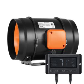 Inline Duct Fan, 8-Inch 807 CFM with Temperature Humidity Controller, Quiet EC-motor Ventilation Exhaust Fan for Cooling Booster, Grow Tents
