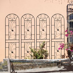 4 Pack Metal Garden Trellis 86.7" x 19.7" Rustproof Trellis for Climbing Plants Outdoor Flower Support Peacock Style Black