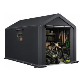 8x10 FT Storage Shed With 2 Roll-up Windows, Heavy Duty Bike Tent (Option: 04606320)