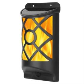 Flame Solar Lights Outdoor 96 LEDs Waterproof Flickering Flame Wall Mount Lamp Auto On Off (Option: Black)