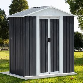 5x3 Ft Grey Sliding Door Garden Shed For Outdoors Storage Roof Design (Option: Grey)