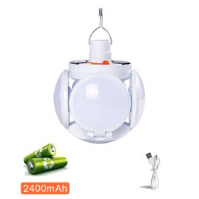 Solar Outdoor Lights Folding LED Soccer Light Bulb Portable Emergency Solar Lamp USB Charge Search Light For Camping Hiking Home (Emitting Color: Dual battery, Ships From: CN)