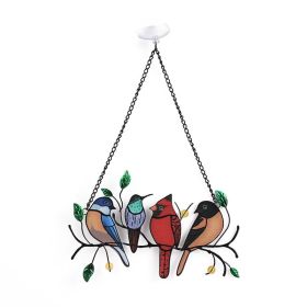 1set, Wrought Iron Bird Ornament Metal Model 4 Birds 7 Birds Pendant Painted Spray Paint Welding Handicraft Window Decoration, Garden Patio Decor (Color: 4 Birds Metal Style)
